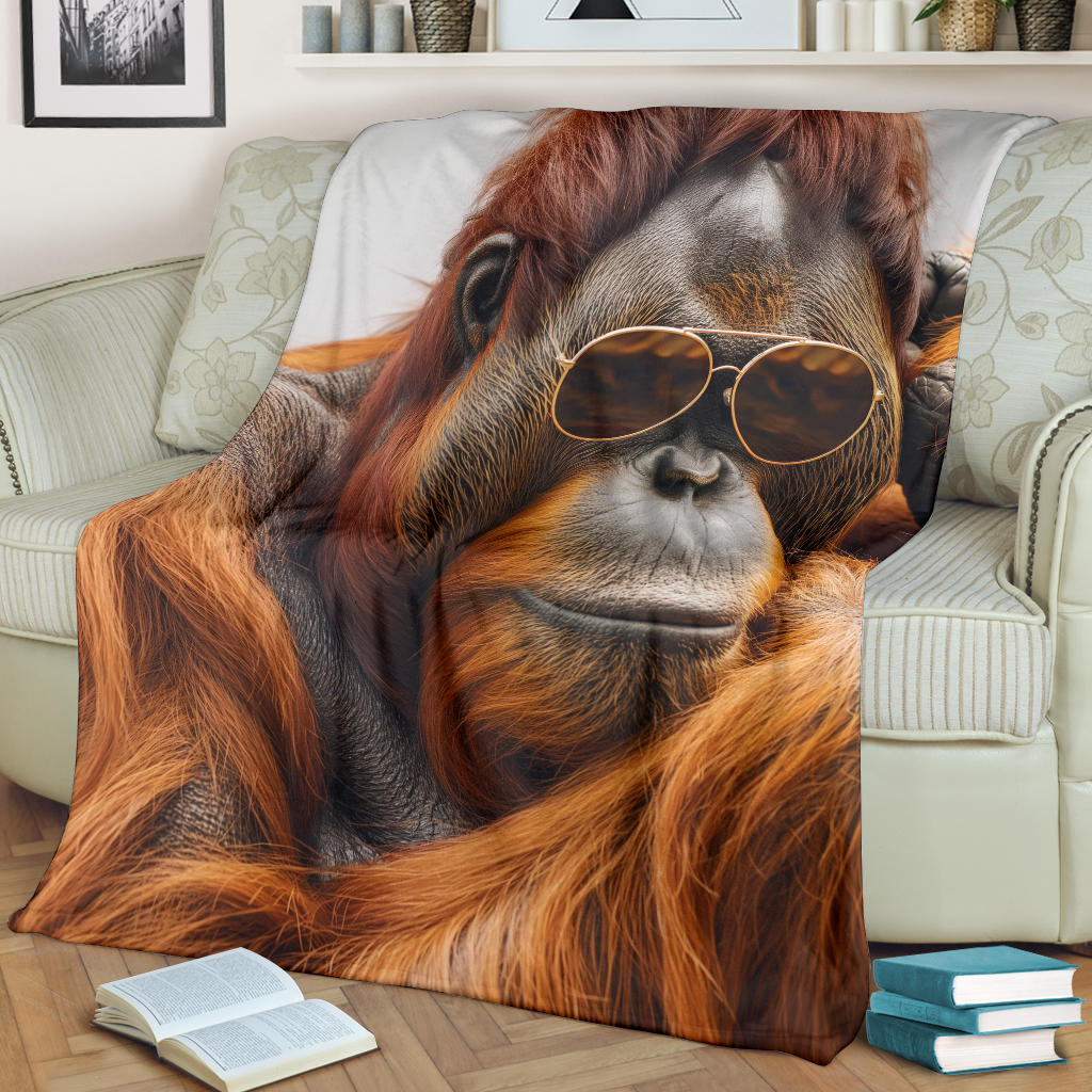 Orangutan animal Blanket, Trippy Psychedelics Orangutan animal Fleece Blanket, Orangutan animal Throw Blanket, Orangutan animal Gifts