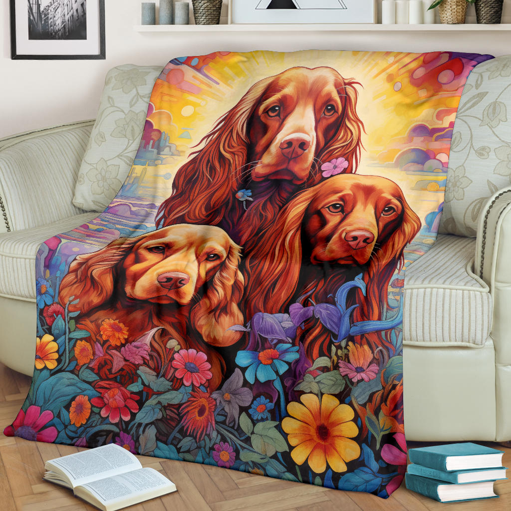 Sussex Spaniel Blanket, Trippy Psychedelics Sussex Spaniel Fleece Blanket, Sussex Spaniel Throw Blanket, Sussex Spaniel Gifts