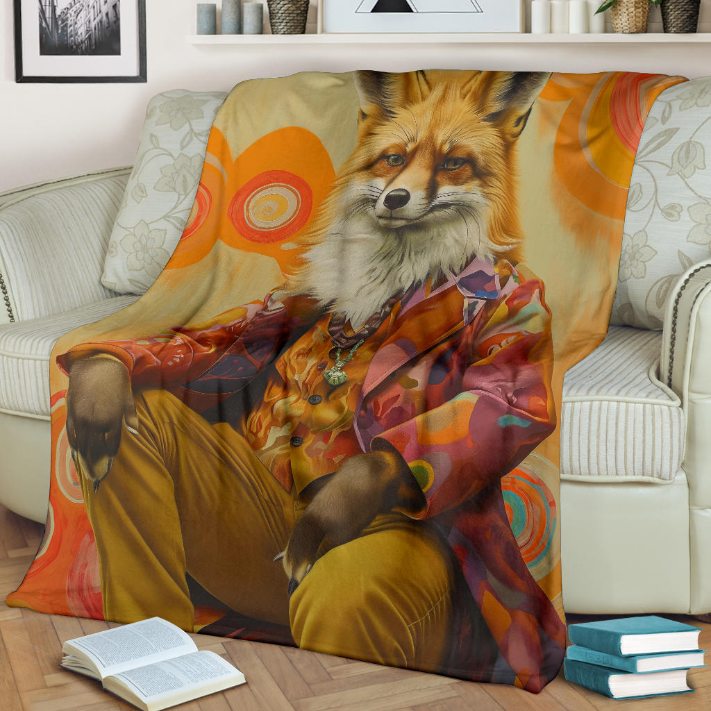 Fox Blanket, Trippy Psychedelics Fox Fleece Blanket, Fox Throw Blanket, Fox Gifts