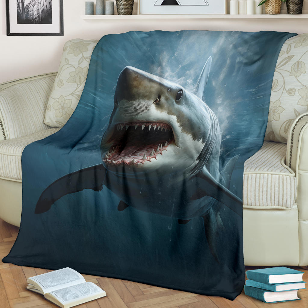 Great White Shark Blanket, Shark Throw Blanket, Shark Fleece Blanket, Shark Gifts, Custom Shark Blanket