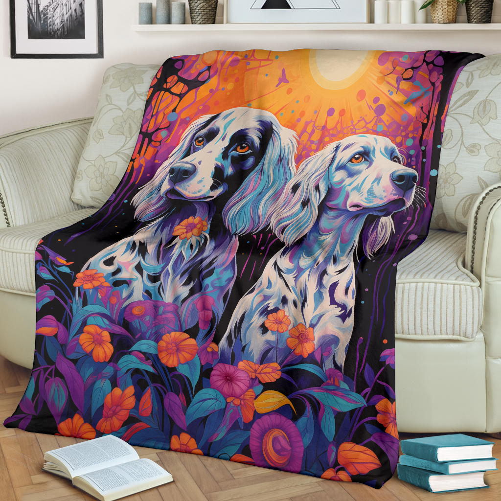 English Setter Blanket, Trippy Psychedelics English Setter Fleece Blanket, English Setter Throw Blanket, English Setter Gifts