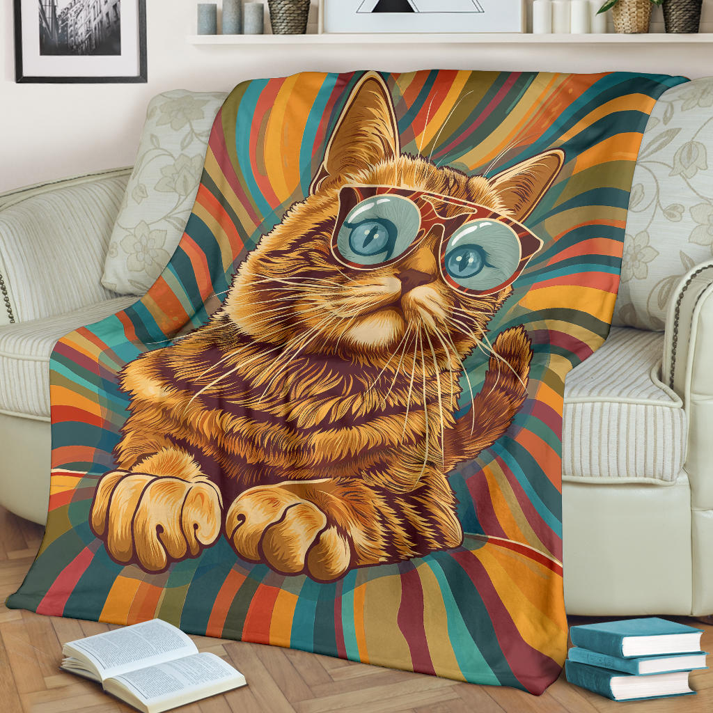 Munchkin cat Blanket, Trippy Psychedelics Munchkin cat Fleece Blanket, Munchkin cat Throw Blanket, Munchkin cat Gifts