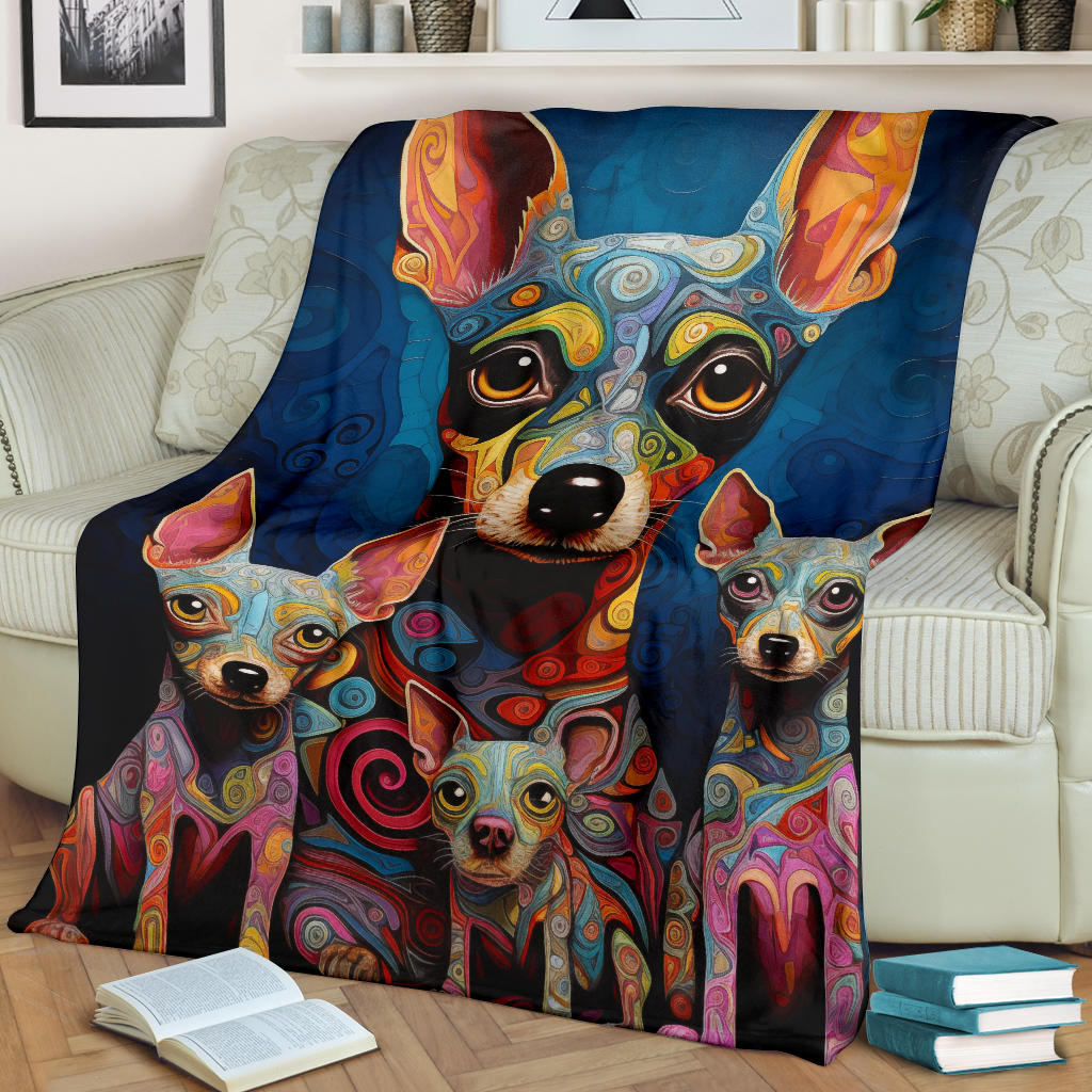 Rat Terrier Blanket, Trippy Psychedelics Rat Terrier Fleece Blanket, Rat Terrier Throw Blanket, Rat Terrier Gifts