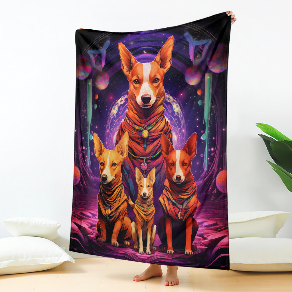 Basenji Blanket, Trippy Psychedelics Basenji Fleece Blanket, Basenji Throw Blanket, Basenji Gifts