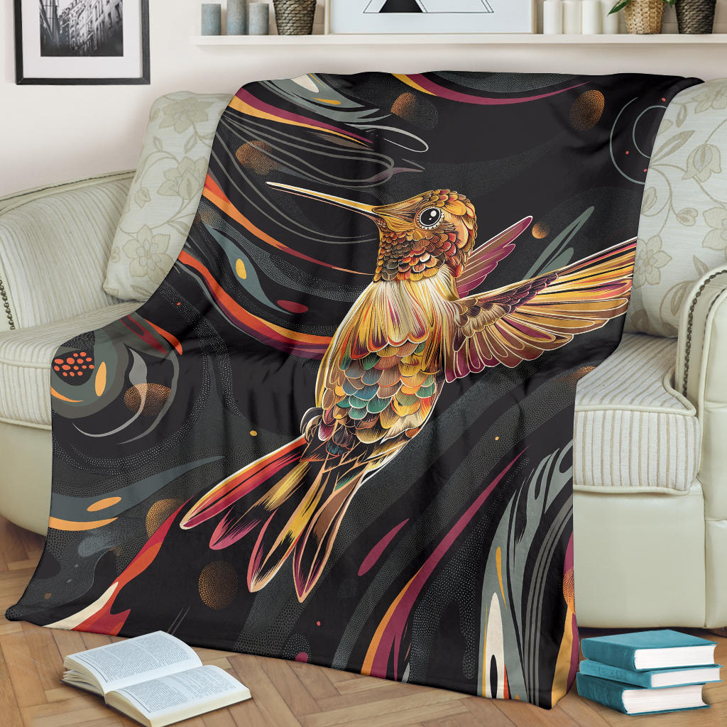 Hummingbird Blanket, Trippy Psychedelics Hummingbird Fleece Blanket, Hummingbird Throw Blanket, Hummingbird Gifts