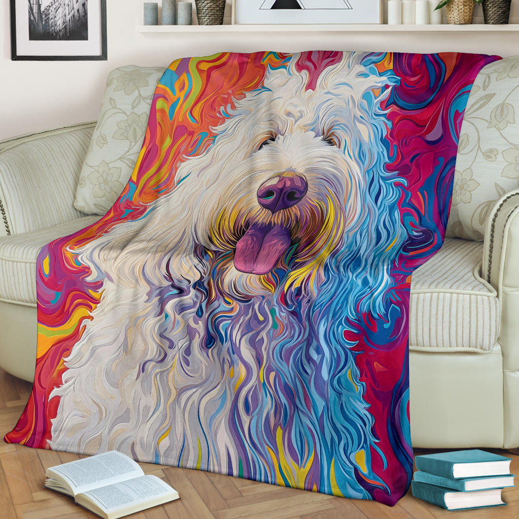 Komondor Dog Blanket, Trippy Psychedelics Komondor Dog Fleece Blanket, Komondor Dog Throw Blanket, Komondor Dog Gifts