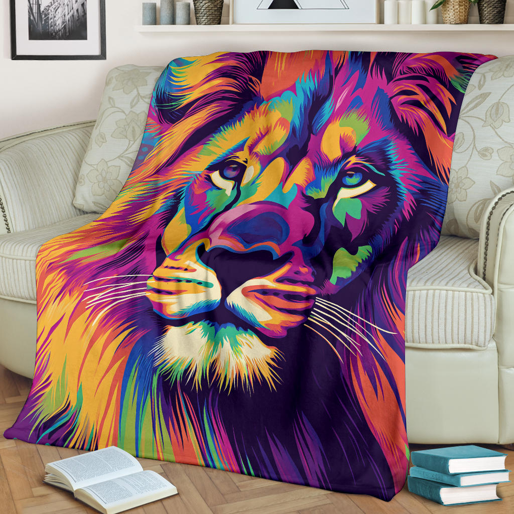 Lion Blanket, Trippy Psychedelics Lion Fleece Blanket, Lion Throw Blanket, Lion Gifts