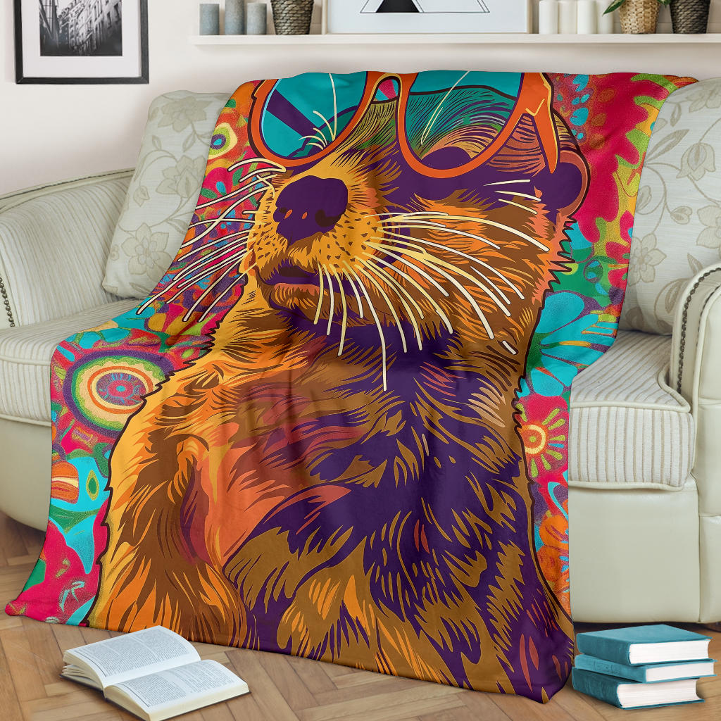 Otter Blanket, Trippy Psychedelics Otter Fleece Blanket, Otter Throw Blanket, Otter Gifts