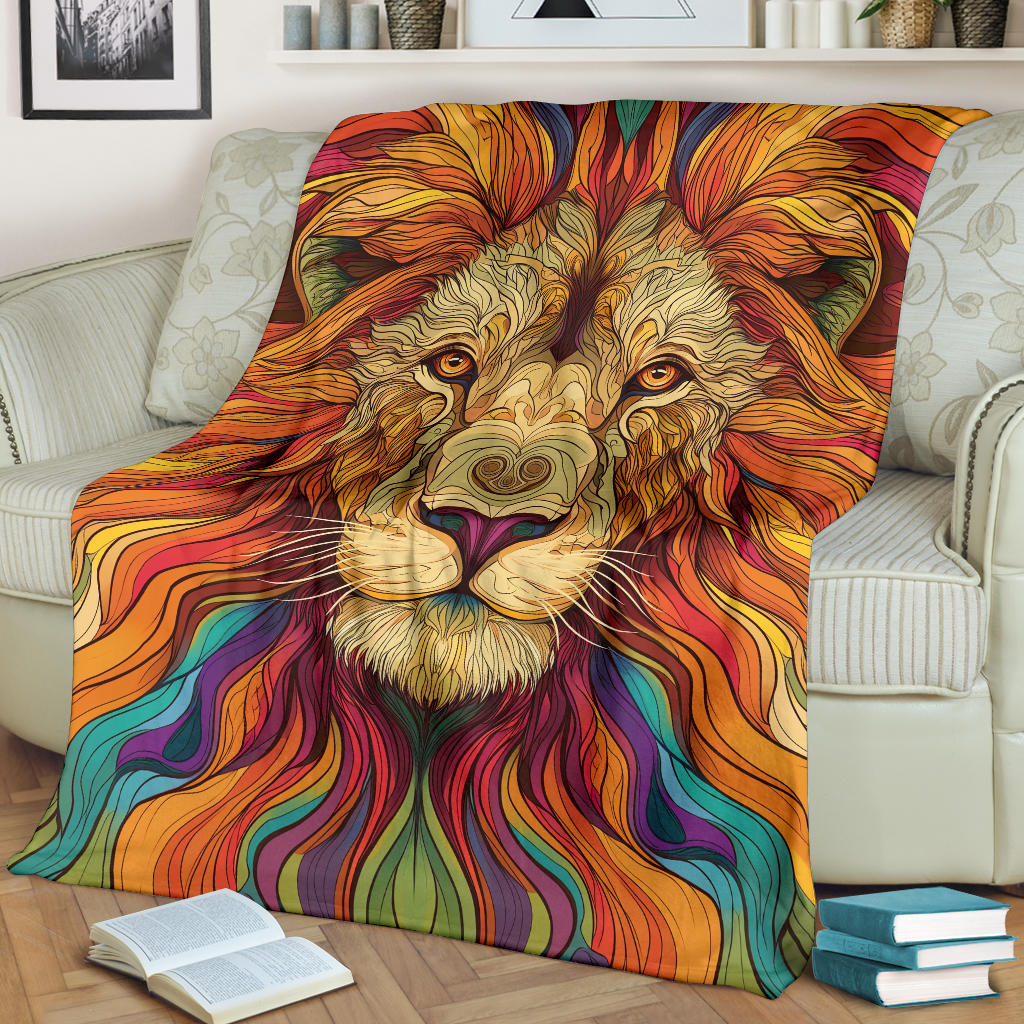 Lion Blanket, Trippy Psychedelics Lion Fleece Blanket, Lion Throw Blanket, Lion Gifts