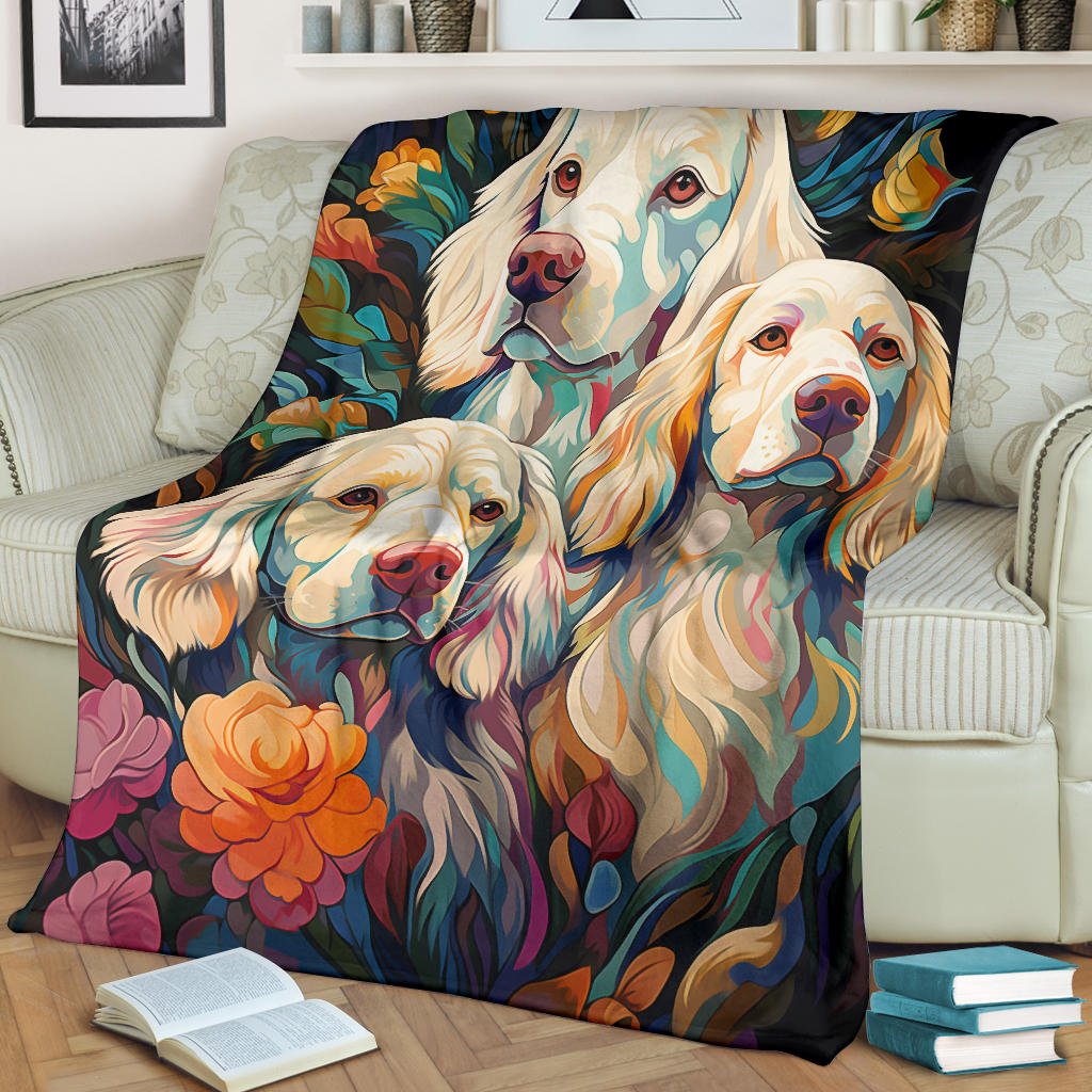 Clumber Spaniel Blanket, Trippy Psychedelics Clumber Spaniel Fleece Blanket, Clumber Spaniel Throw Blanket, Clumber Spaniel Gifts