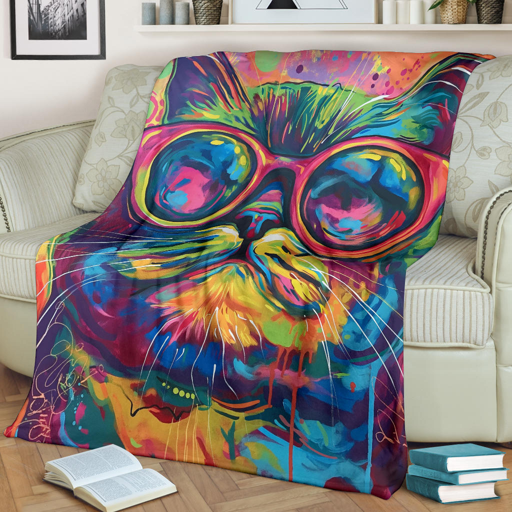 Exotic Shorthair cat Blanket, Trippy Psychedelics Exotic Shorthair cat Fleece Blanket, Exotic Shorthair cat Throw Blanket, Exotic Shorthair cat Gifts