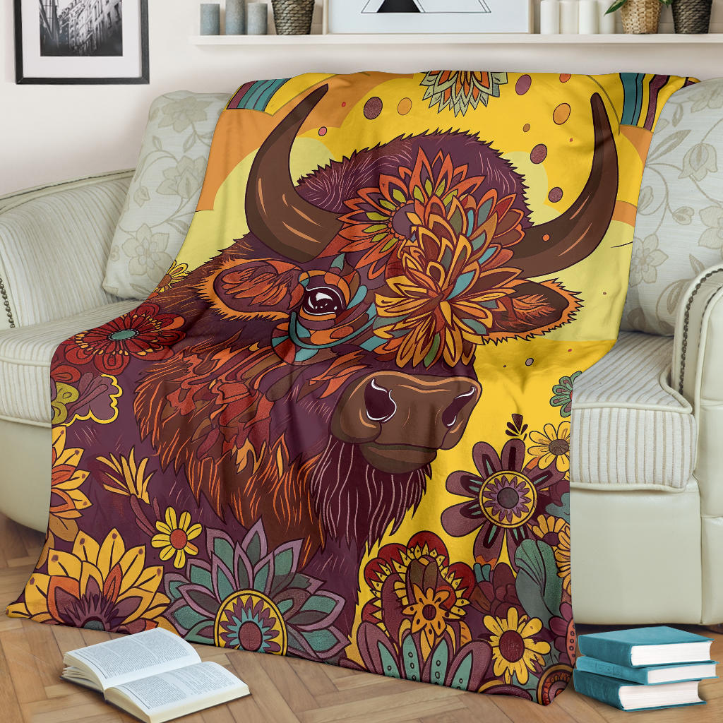 Bison Blanket, Trippy Psychedelics Bison Fleece Blanket, Bison Throw Blanket, Bison Gifts