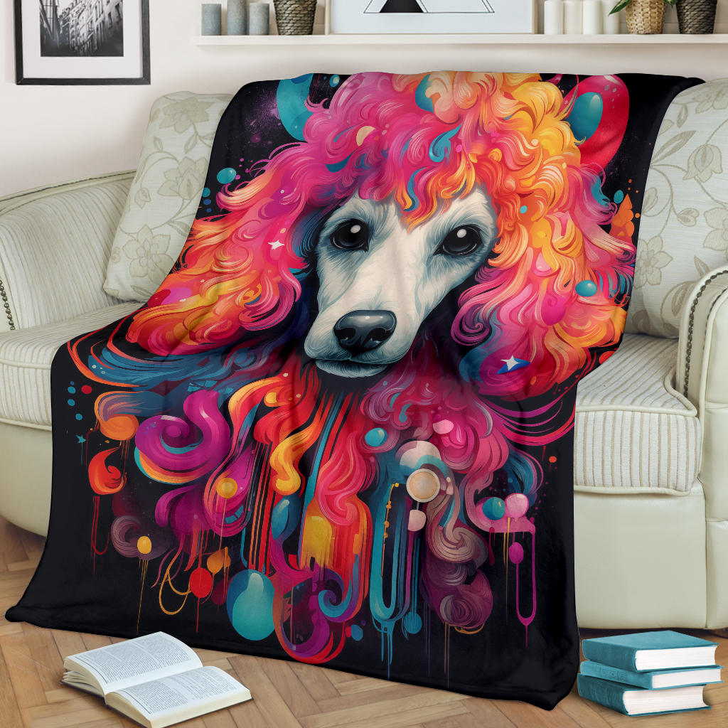 Trippy Psychedelics Poodle Blanket, Poodle Throw Blanket, Poodle Fleece Blanket, Poodle Gifts