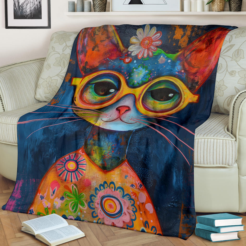 Pixie-bob Cat Blanket, Trippy Psychedelics Pixie-bob Cat Fleece Blanket, Pixie-bob Cat Throw Blanket, Pixie-bob Cat Gifts