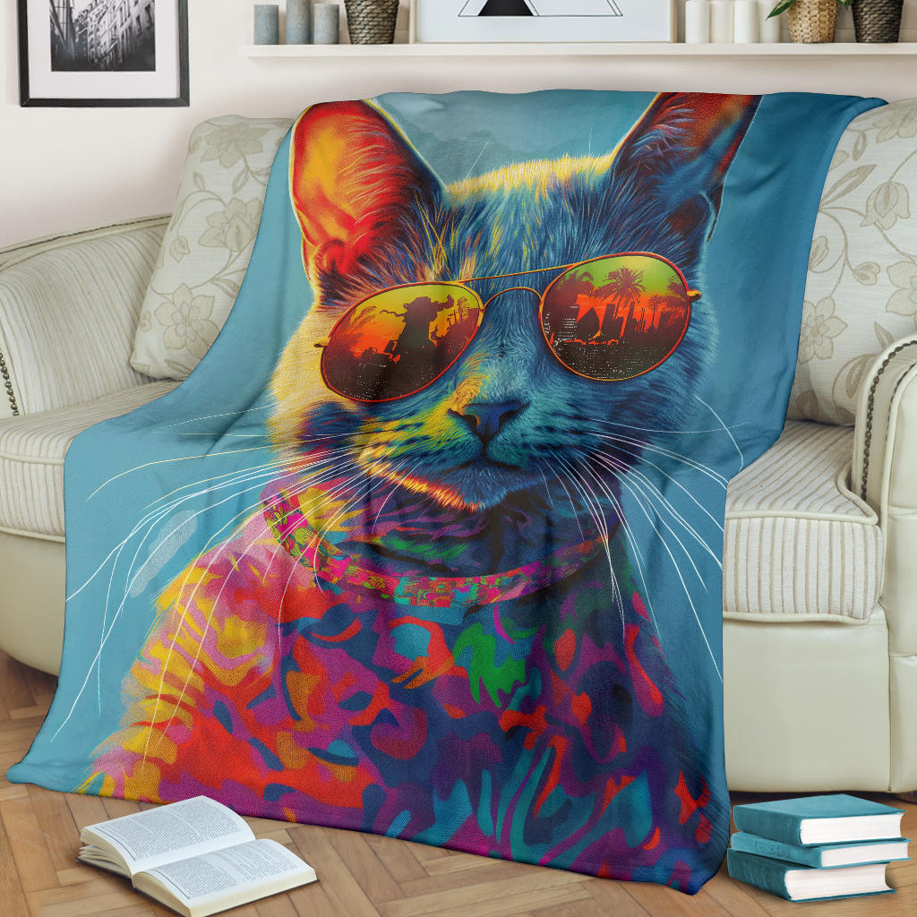 Korat cat Blanket, Trippy Psychedelics Korat cat Fleece Blanket, Korat cat Throw Blanket, Korat cat Gifts