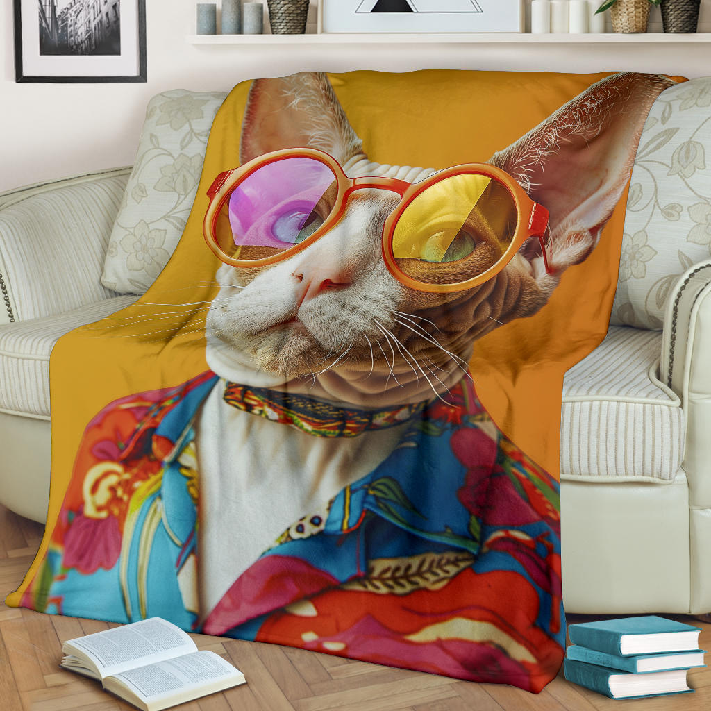 Devon Rex cat Blanket, Trippy Psychedelics Devon Rex cat Fleece Blanket, Devon Rex cat Throw Blanket, Devon Rex cat Gifts