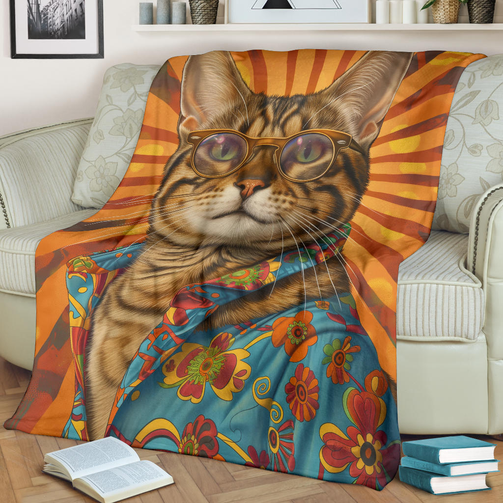 Bengal cat Blanket, Trippy Psychedelics Bengal cat Fleece Blanket, Bengal cat Throw Blanket, Bengal cat Gifts