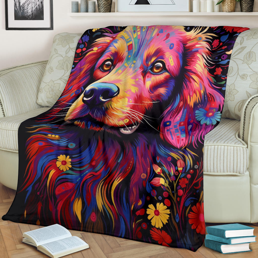 Trippy Psychedelics Golden Retriever Blanket, Golden Retriever Throw Blanket, Golden Retriever Fleece Blanket, Golden Retriever Gifts