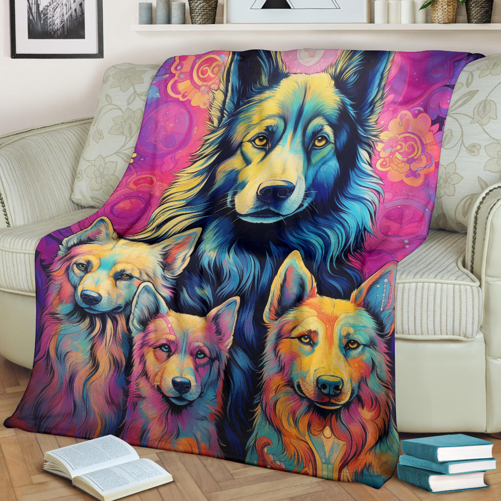 Belgian Tervuren Blanket, Trippy Psychedelics Belgian Tervuren Fleece Blanket, Belgian Tervuren Throw Blanket, Belgian Tervuren Gifts