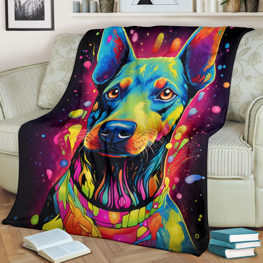 Trippy Psychedelics Doberman Pinscher Blanket, Doberman Pinscher Throw Blanket, Doberman Pinscher Fleece Blanket, Doberman Pinscher Gifts