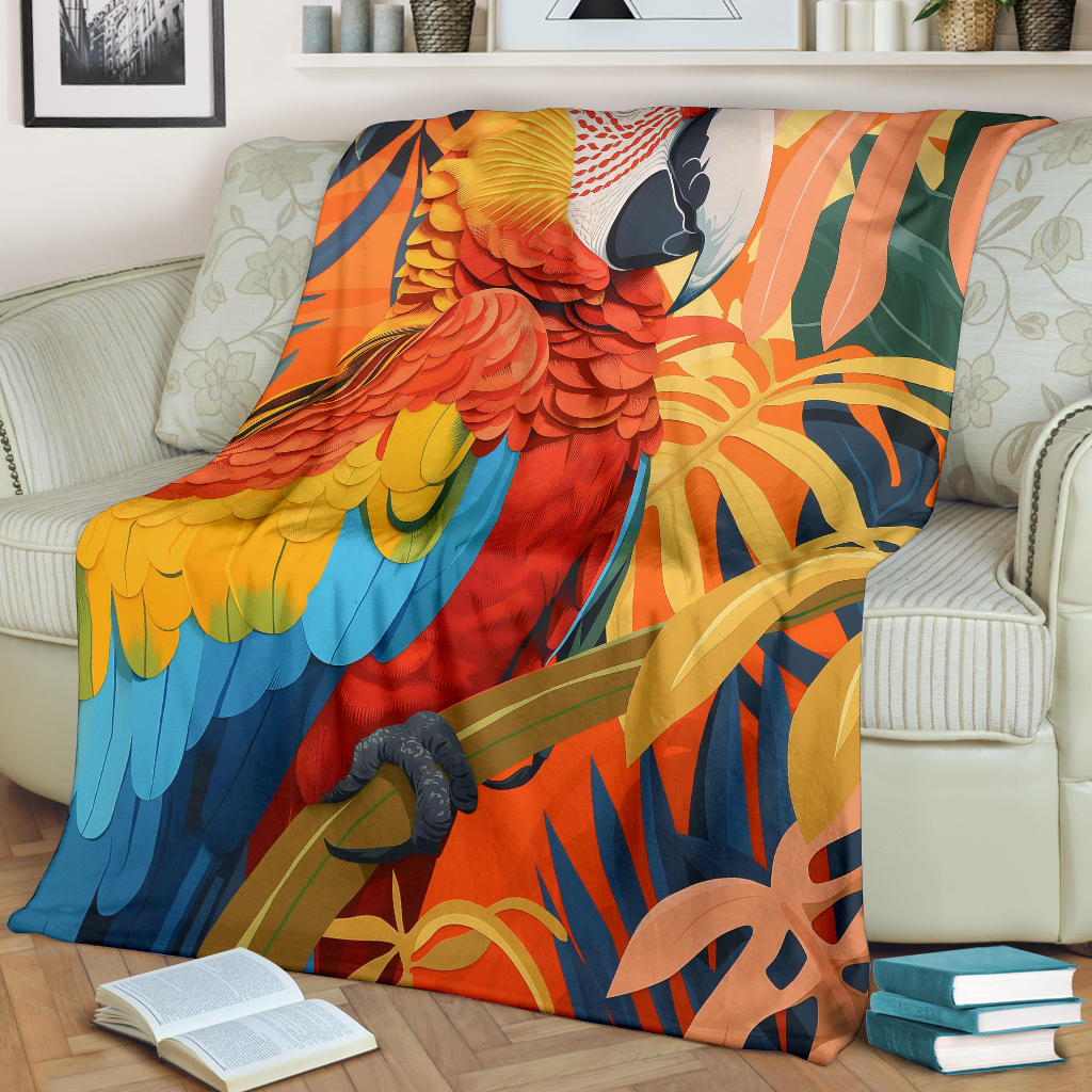 Parrot Blanket, Trippy Psychedelics Parrot Fleece Blanket, Parrot Throw Blanket, Parrot Gifts