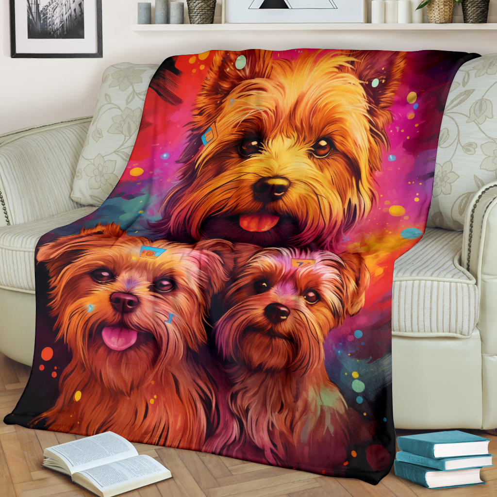 Norfolk Terrier Blanket, Trippy Psychedelics Norfolk Terrier Fleece Blanket, Norfolk Terrier Throw Blanket, Norfolk Terrier Gifts