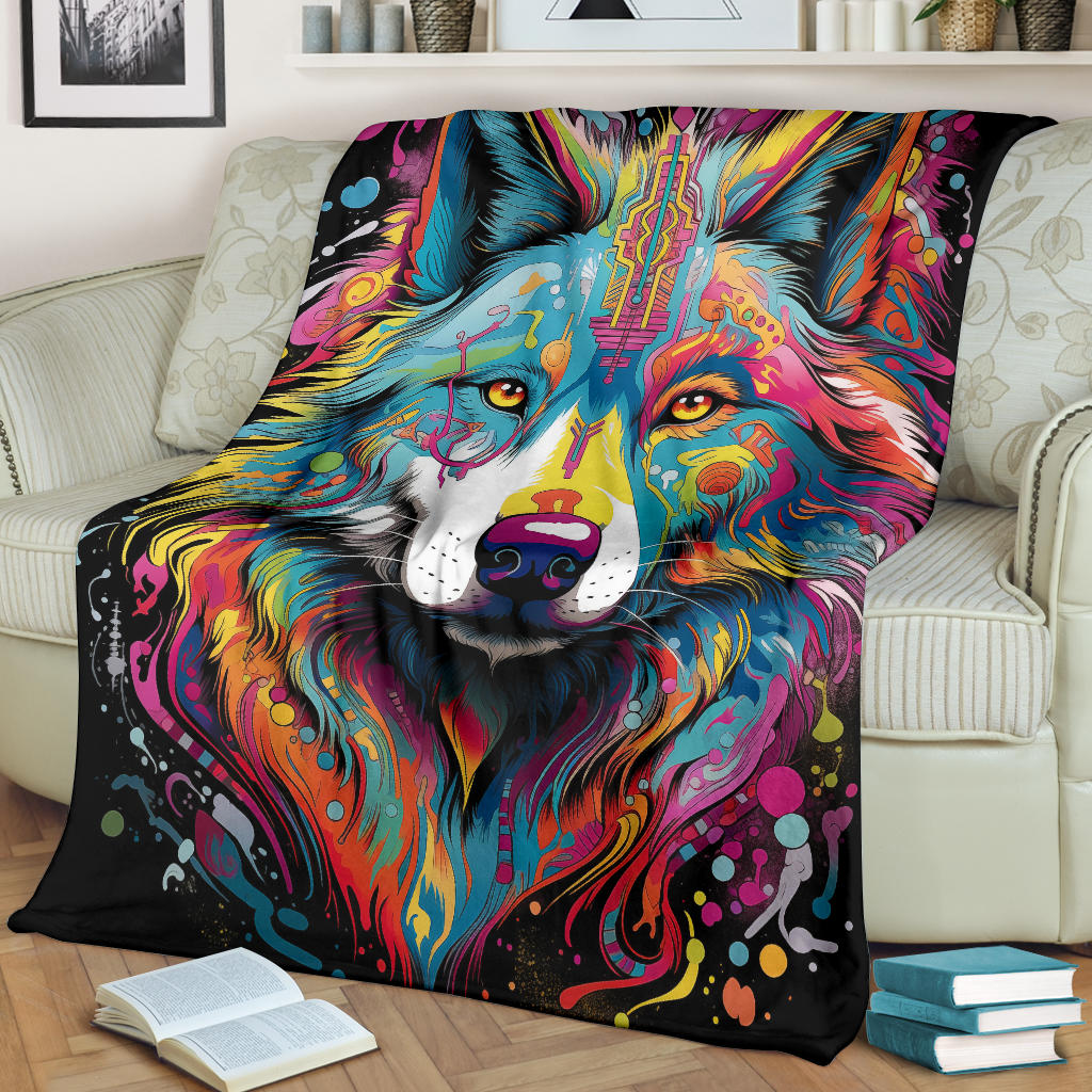 Trippy Psychedelics Siberian Husky Blanket, Siberian Husky Fleece Blanket, Siberian Husky Throw Blanket, Siberian Husky Gifts