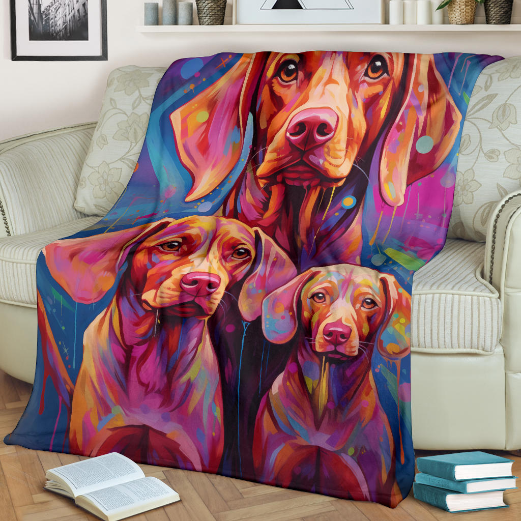 Vizsla Blanket, Trippy Psychedelics Vizsla Fleece Blanket, Vizsla Throw Blanket, Vizsla Gifts