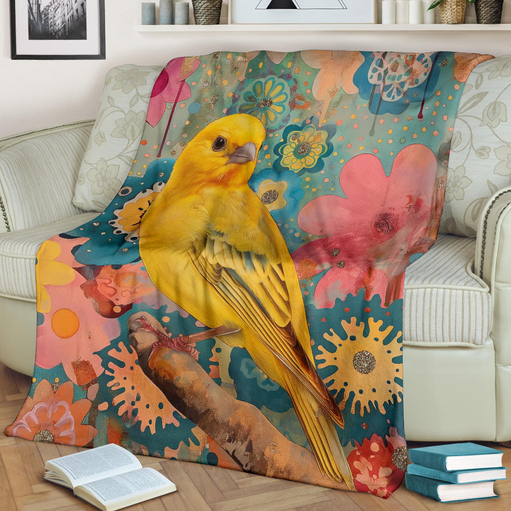 Canary bird Blanket, Trippy Psychedelics Canary bird Fleece Blanket, Canary bird Throw Blanket, Canary bird Gifts