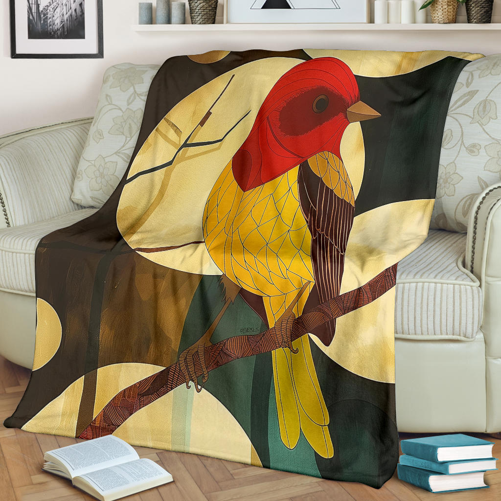 Finch bird Blanket, Trippy Psychedelics Finch bird Fleece Blanket, Finch bird Throw Blanket, Finch bird Gifts