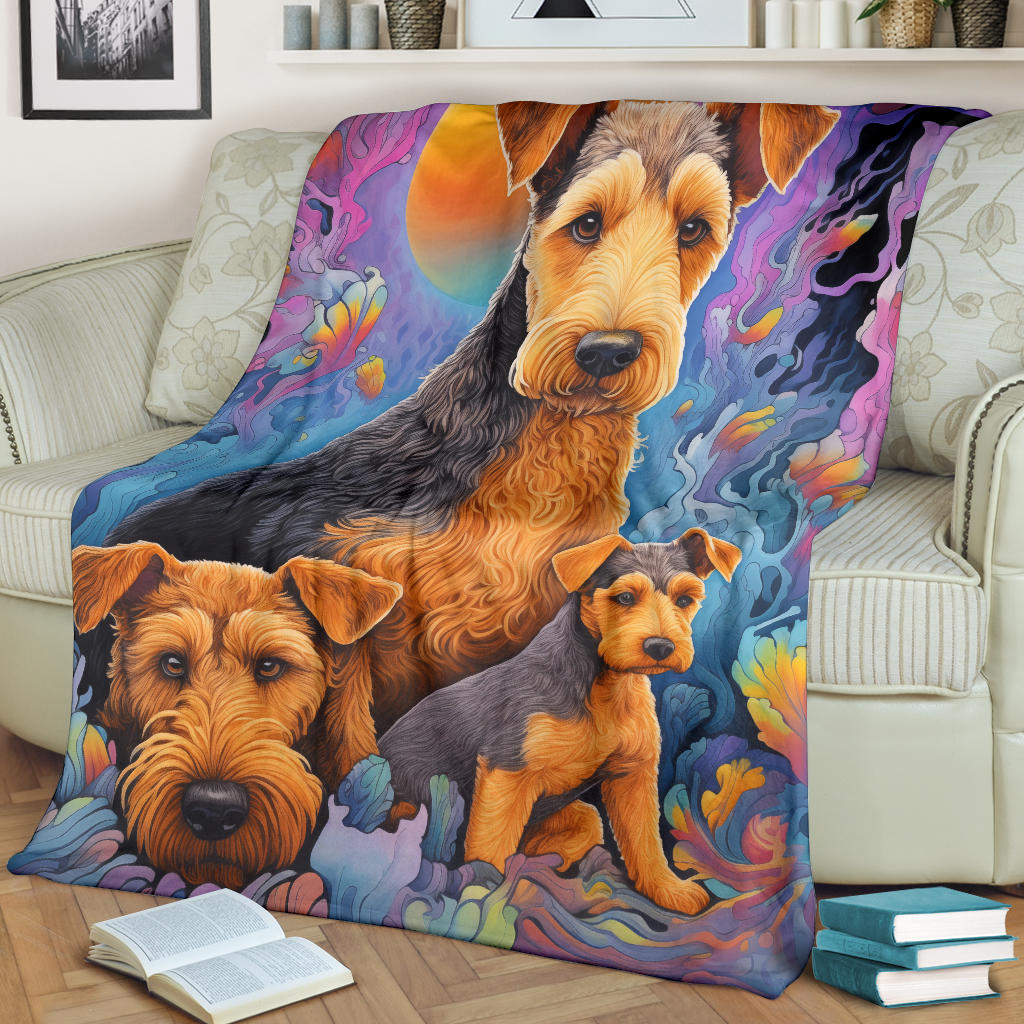 Welsh Terrier Blanket, Trippy Psychedelics Welsh Terrier Fleece Blanket, Welsh Terrier Throw Blanket, Welsh Terrier Gifts