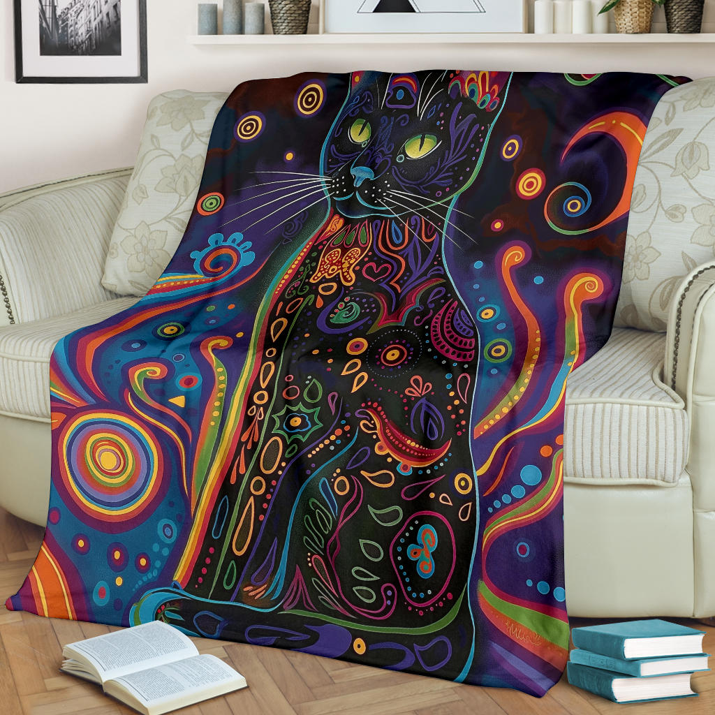 Bombay cat Blanket, Trippy Psychedelics Bombay cat Fleece Blanket, Bombay cat Throw Blanket, Bombay cat Gifts