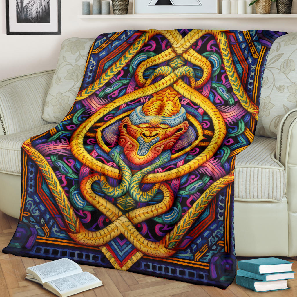 Snake Mandala Blanket, Snake Fleece Blanket, Snake Gifts, Snake Skull Blanket