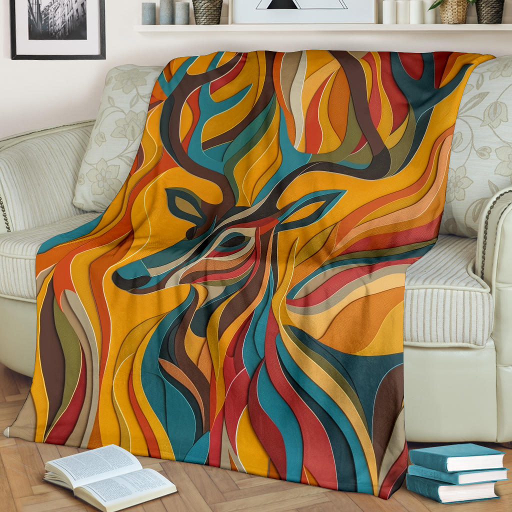 Antelope Blanket, Trippy Psychedelics Antelope Fleece Blanket, Antelope Throw Blanket, Antelope Gifts