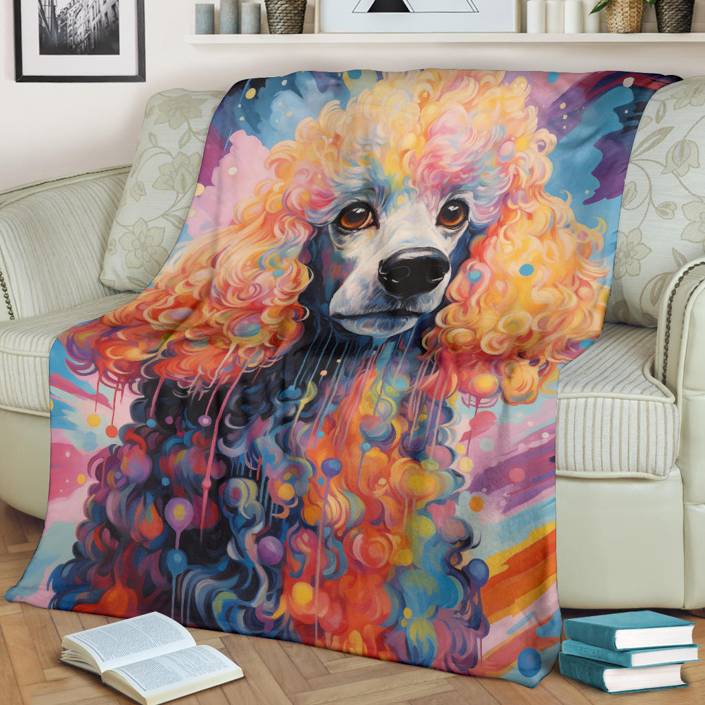 Trippy Psychedelics Poodle Blanket, Poodle Throw Blanket, Poodle Fleece Blanket, Poodle Gifts