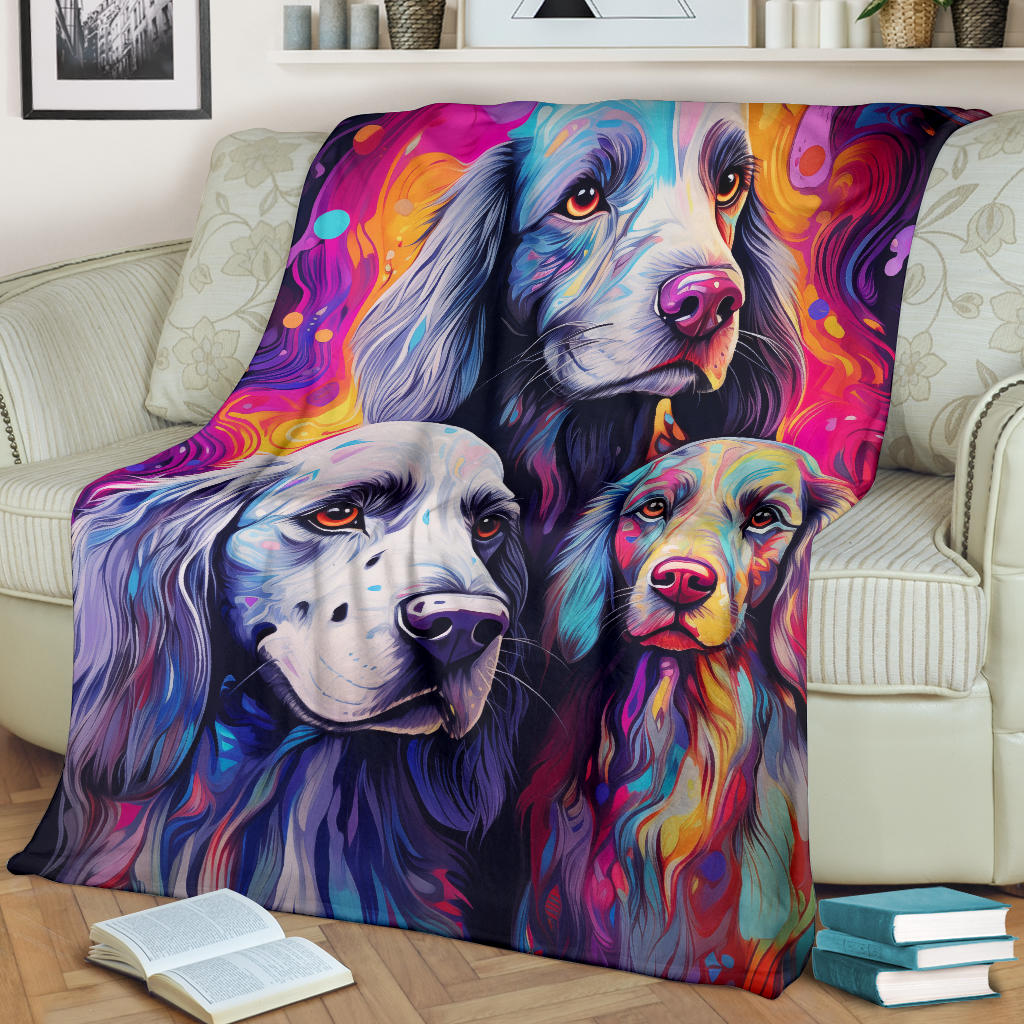 English Setter Blanket, Trippy Psychedelics English Setter Fleece Blanket, English Setter Throw Blanket, English Setter Gifts