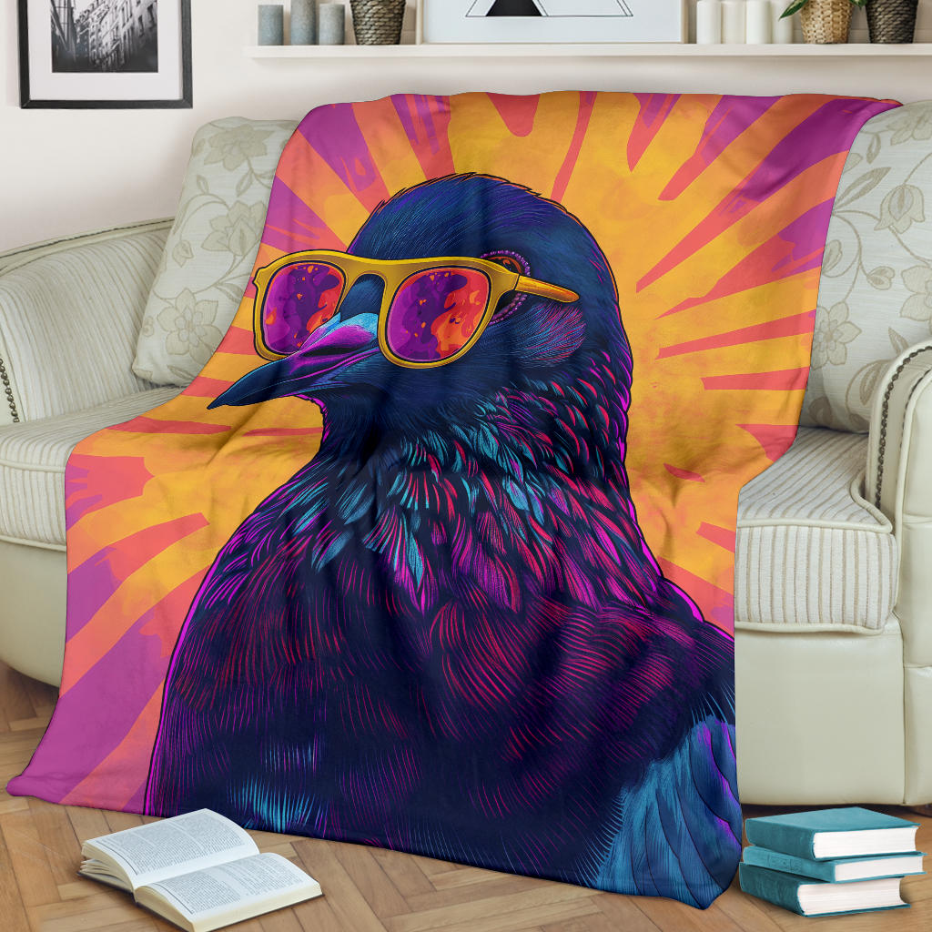 Pigeon Blanket, Trippy Psychedelics Pigeon Fleece Blanket, Pigeon Throw Blanket, Pigeon Gifts