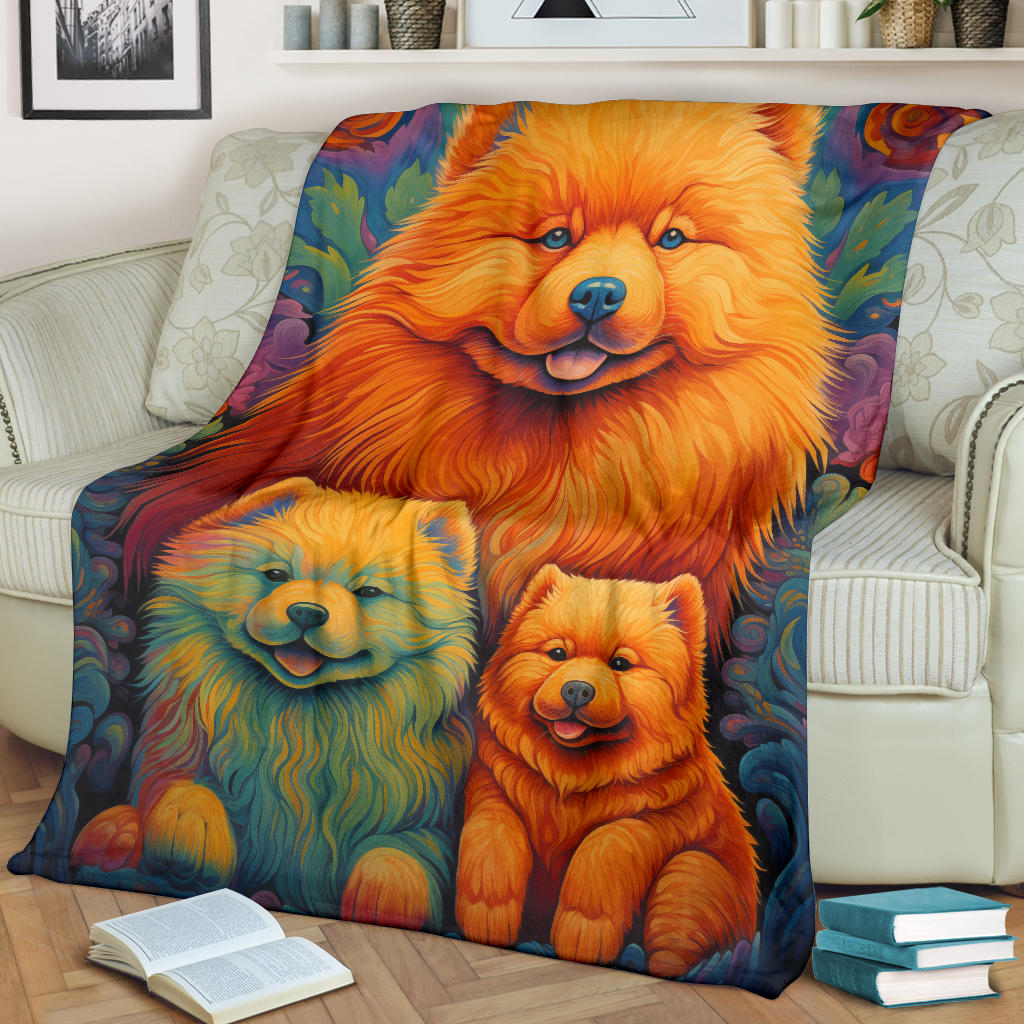 Chow Chow Blanket, Trippy Psychedelics Chow Chow Fleece Blanket, Chow Chow Throw Blanket, Chow Chow Gifts