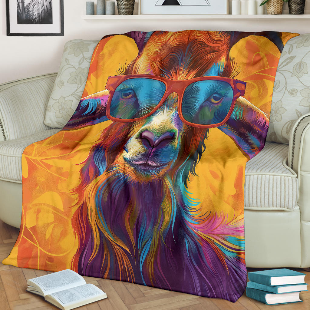 Goat Blanket, Trippy Psychedelics Goat Fleece Blanket, Goat Throw Blanket, Goat Gifts