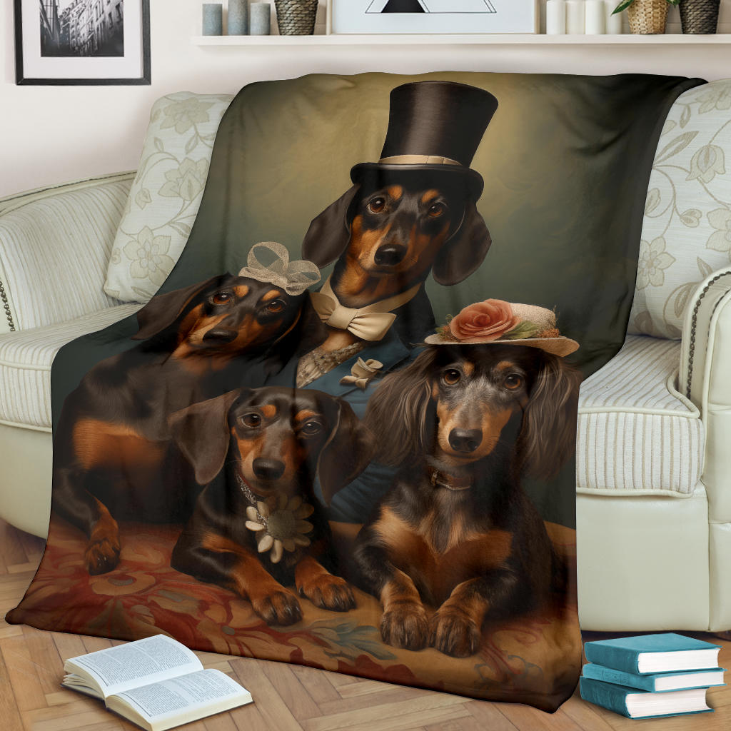 Dachshund Family Blanket, Dachshund Fleece Blanket, Dachshund Gifts, Dachshund Throw Blanket