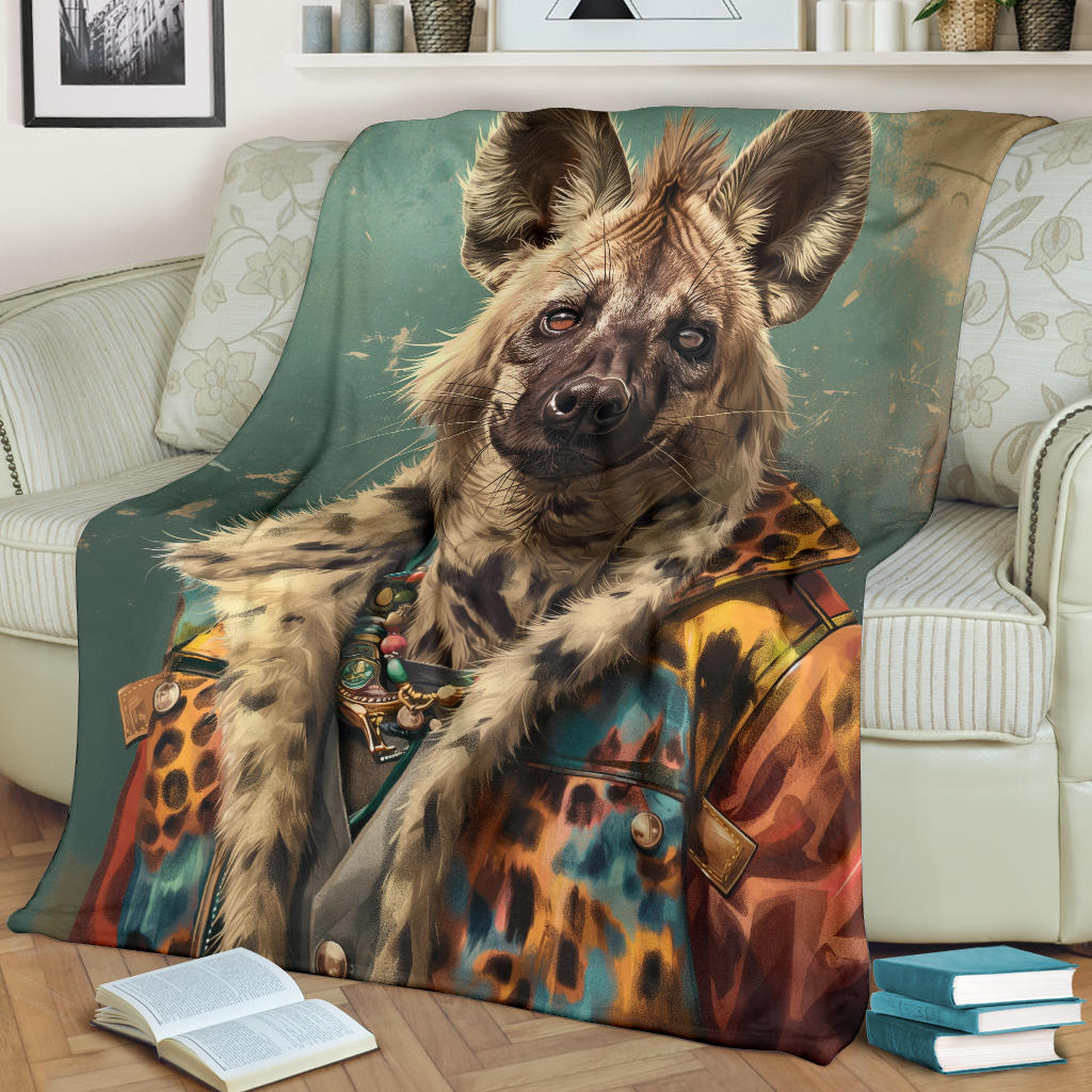 Hyena animal Blanket, Trippy Psychedelics Hyena animal Fleece Blanket, Hyena animal Throw Blanket, Hyena animal Gifts