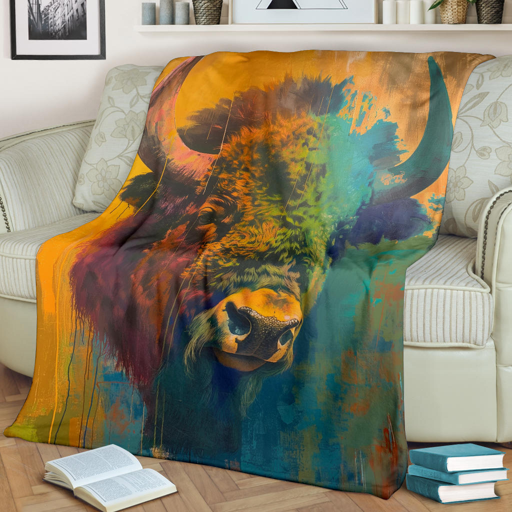 Buffalo Blanket, Trippy Psychedelics Buffalo Fleece Blanket, Buffalo Throw Blanket, Buffalo Gifts