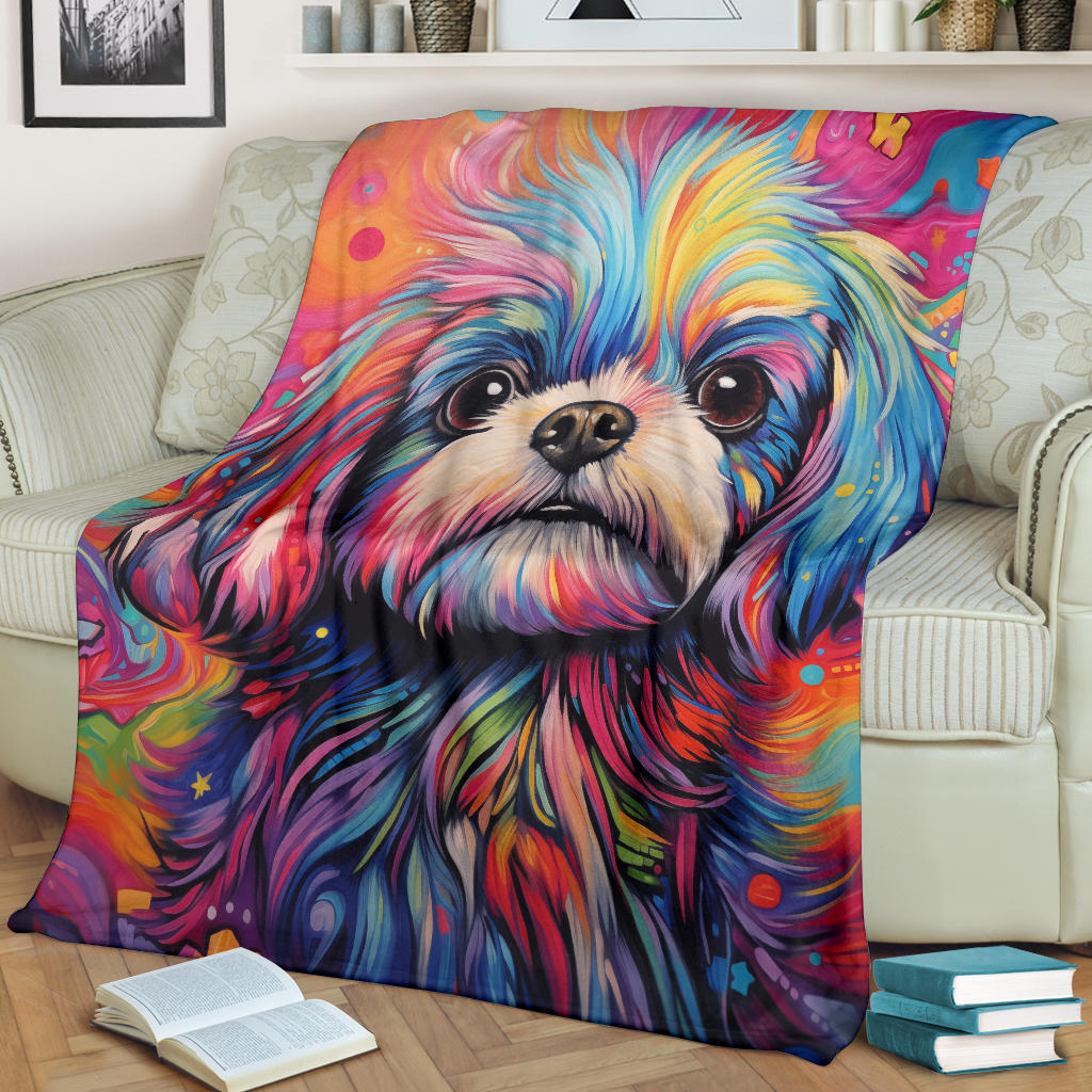 Shih Tzu Blanket, Shih Tzu Trippy Psychedelics Blanket, Shih Tzu Gifts, Shih Tzu Throw Blanket