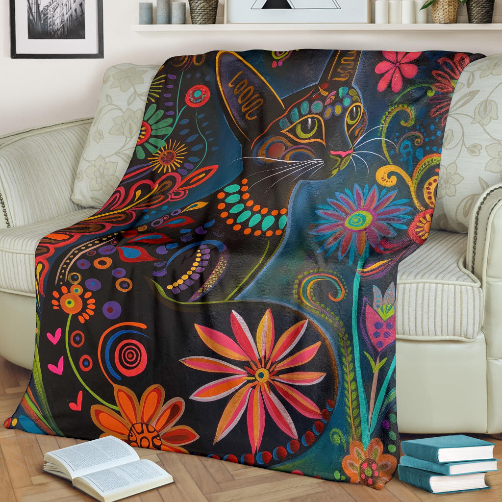 Bombay cat Blanket, Trippy Psychedelics Bombay cat Fleece Blanket, Bombay cat Throw Blanket, Bombay cat Gifts