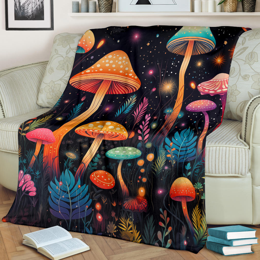 Magic Mushrooms Blanket, Trippy Psychedelics Stars Blanket, Hippie Gifts, Flower Fild Blanket, Festival Blanket, Rave Blanket, Festival Gifts