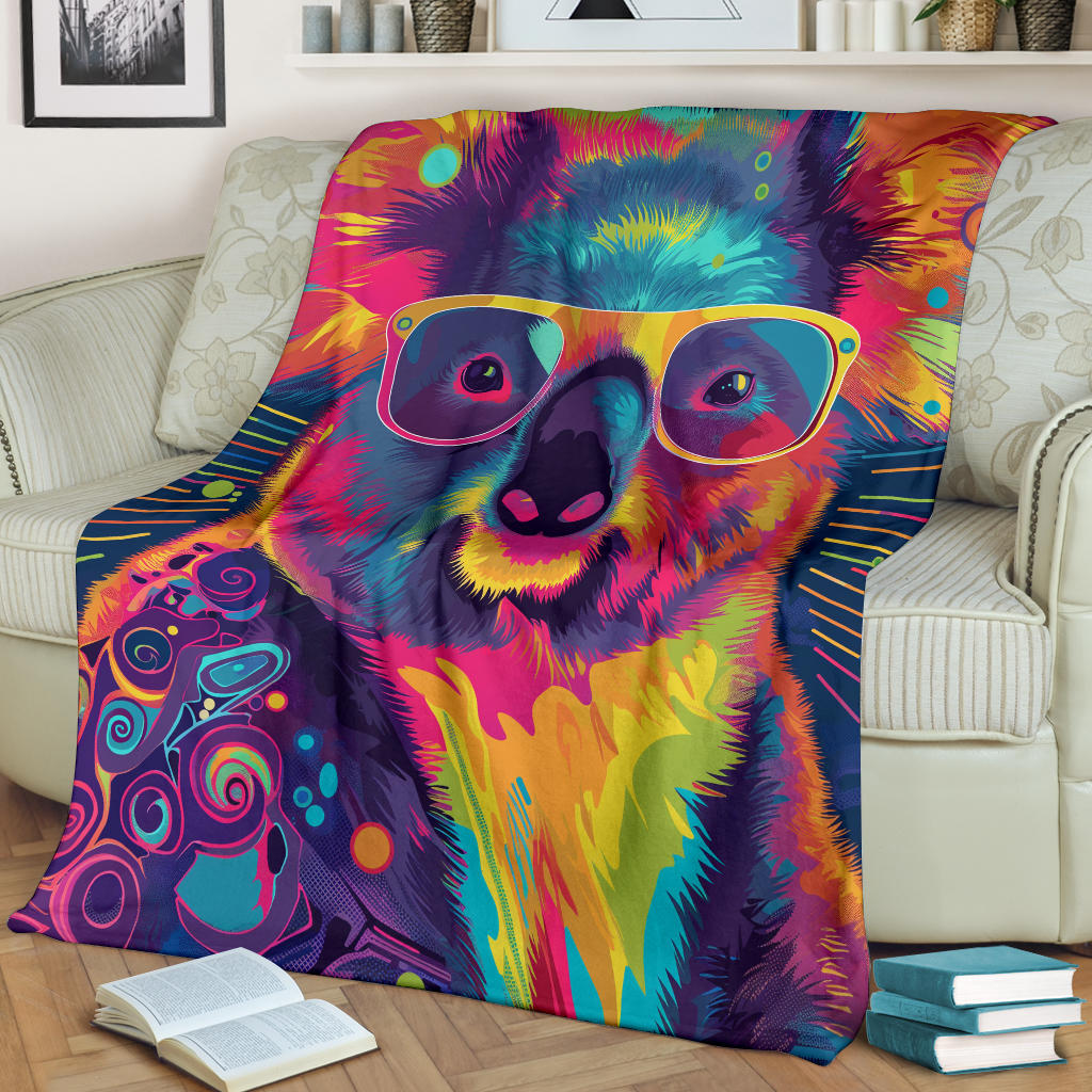 Koala animal Blanket, Trippy Psychedelics Koala animal Fleece Blanket, Koala animal Throw Blanket, Koala animal Gifts