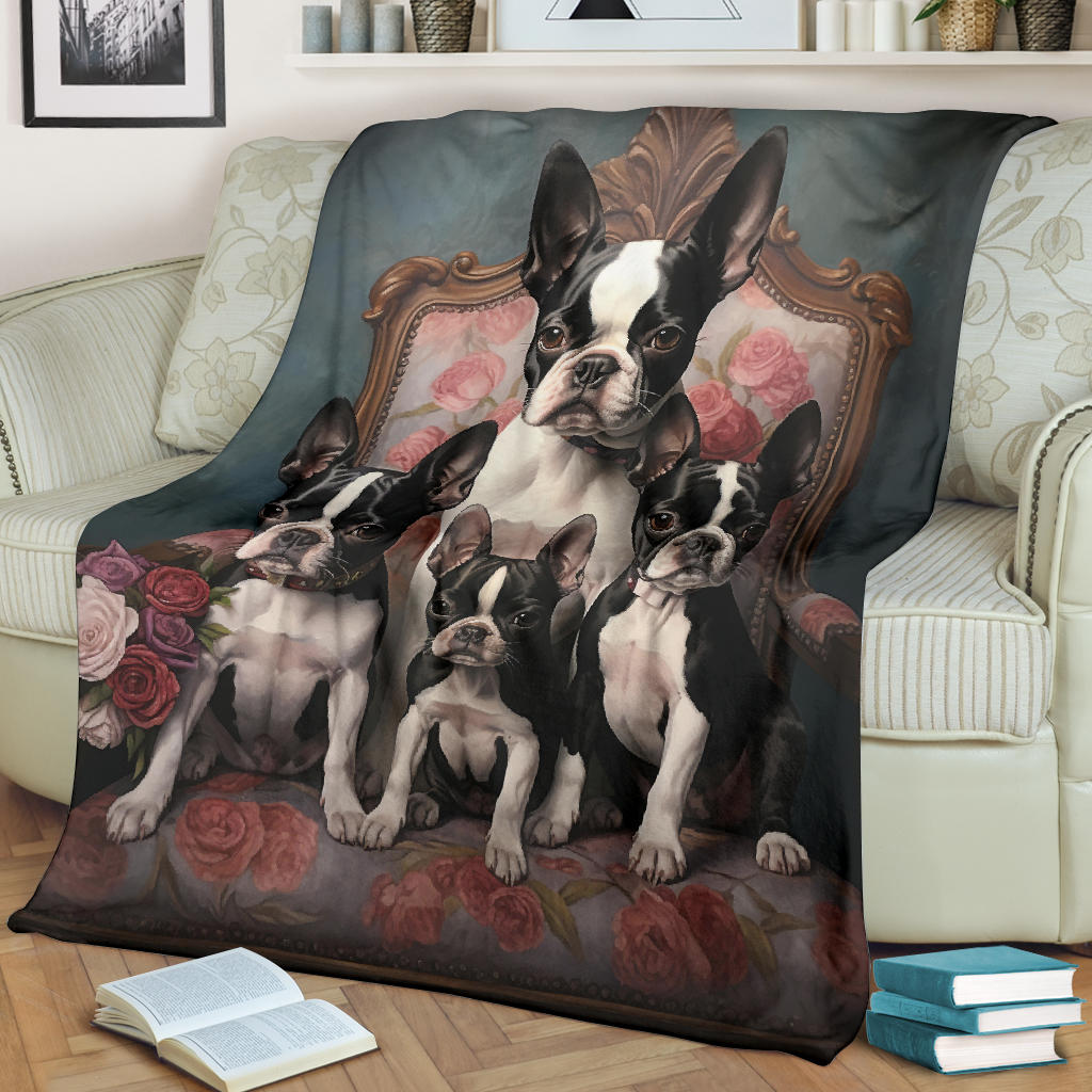 Boston Terrier Family Blanket, Boston Terrier Blanket, Boston Terrier Throw Blanket, Boston Terrier, Boston Terrier Gifts