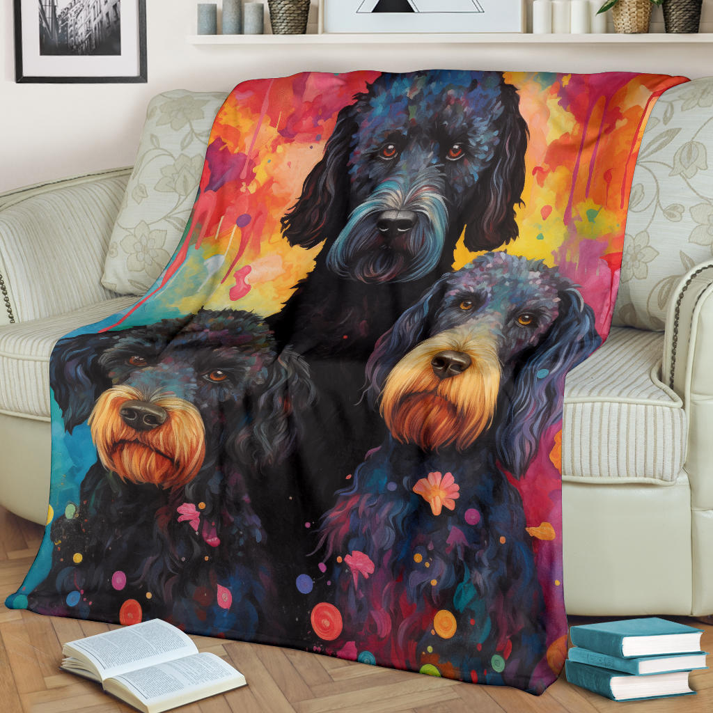 Black Russian Terrier Blanket, Trippy Psychedelics Black Russian Terrier Fleece Blanket, Black Russian Terrier Throw Blanket, Black Russian Terrier Gifts