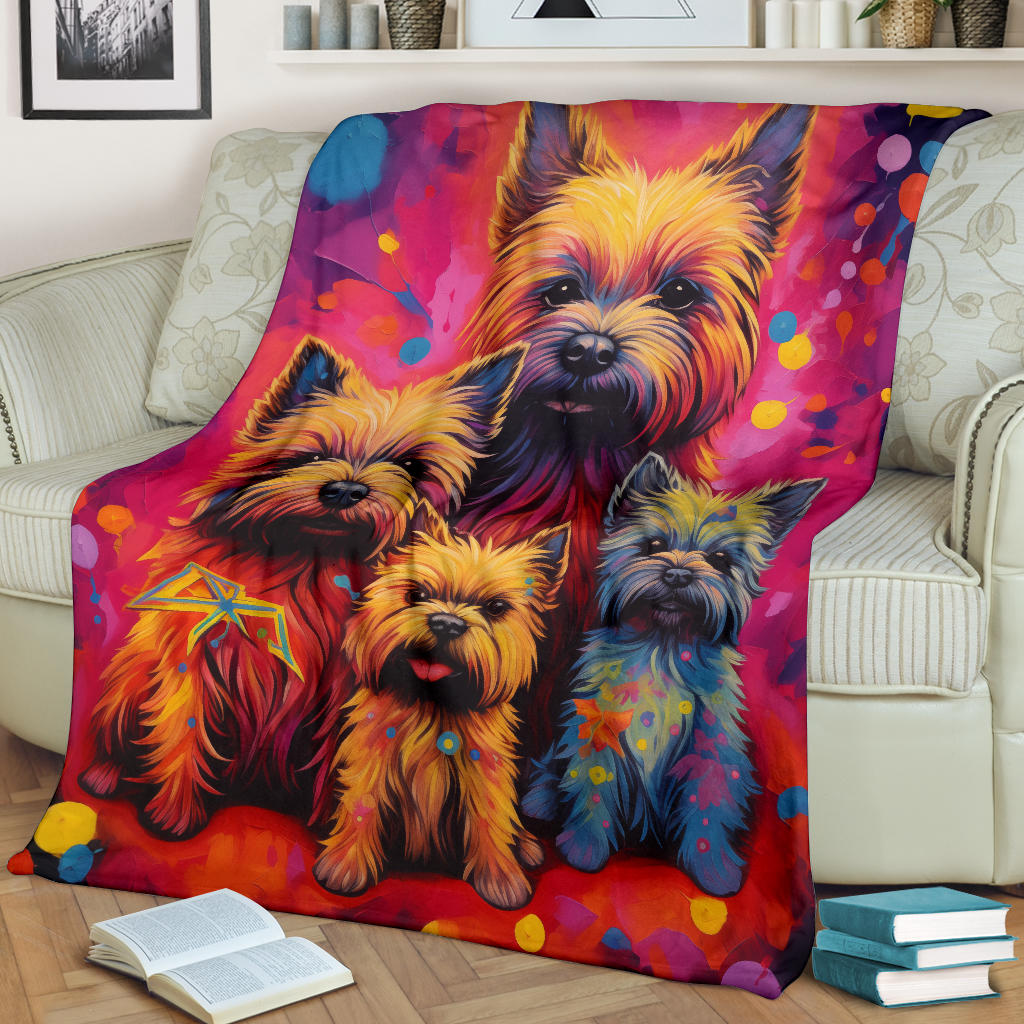 Cairn Terrier Blanket, Trippy Psychedelics Cairn Terrier Fleece Blanket, Cairn Terrier Throw Blanket, Cairn Terrier Gifts