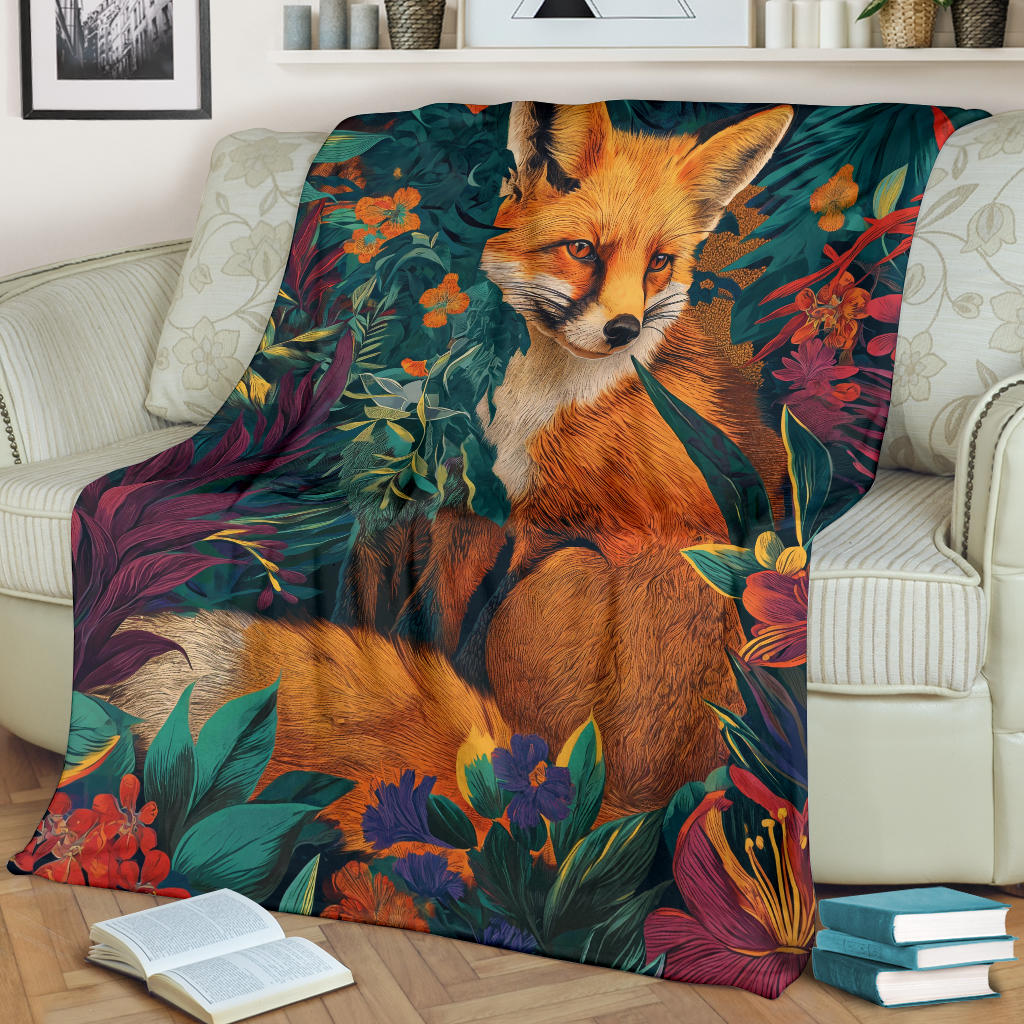 Fox Blanket, Trippy Psychedelics Fox Fleece Blanket, Fox Throw Blanket, Fox Gifts